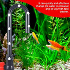 MiOYOOW aquarium water changer full product assembly with flow control switch in hand.