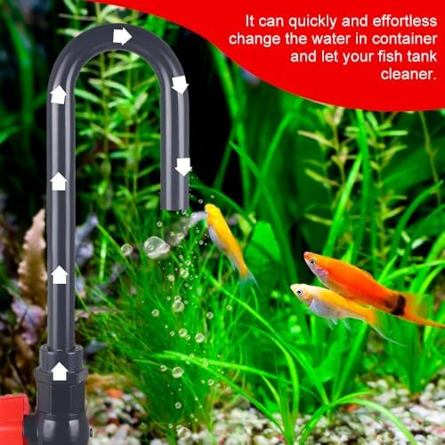 MiOYOOW aquarium water changer full product assembly with flow control switch in hand.