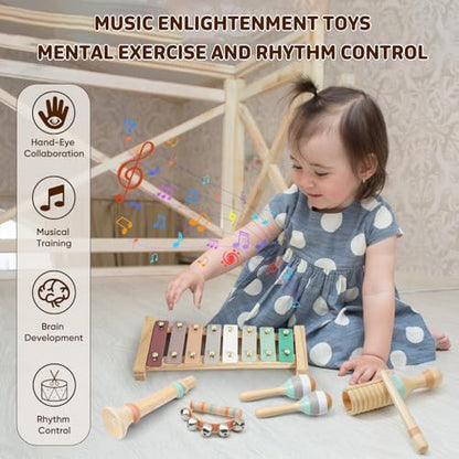 High quality eight piece toddler music set focusing on fine motor skill development.