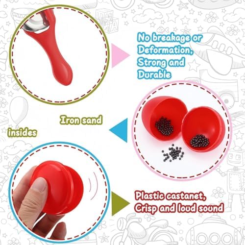 Silipull early music learning kit showcasing a close up of the multi colored plastic egg shakers and maracas.