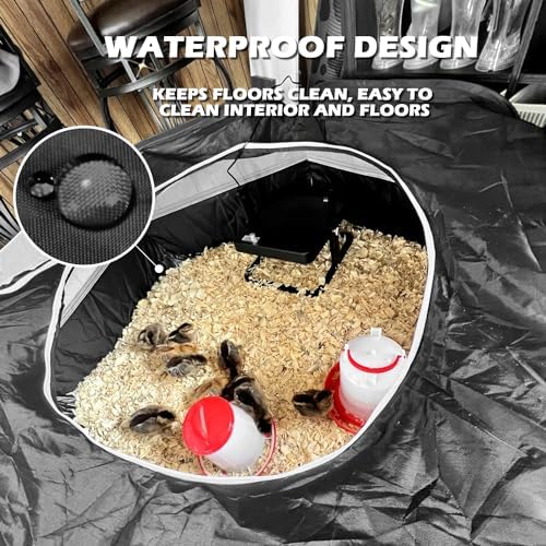 UWE Small Animal Playpen, Chicken Brooder Box with Cover Top, Portable Outdoor Exercise Pet Cage Tent, Waterproof Breathable Pet playpen Indoor for Chick Ktiien Bunny Hamster Guinea Pig, Black - Image 6