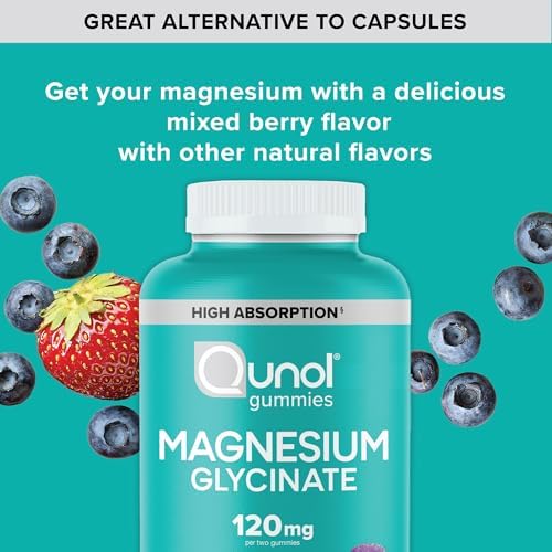 Vegetarian friendly Qunol Magnesium Glycinate mixed berry flavored dietary chewables