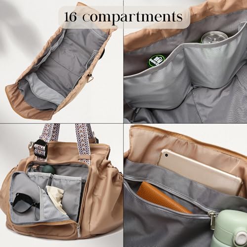 Biivoya Everyday Bag Tote shown mounted on a rolling suitcase via the integrated trolley sleeve.
