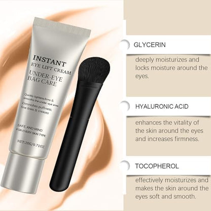 Fenty Beauty primer tightener micro-layer serum being applied around the under-eye area with a professional brush.