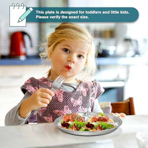 Six count Ewfen stainless steel plates set for balanced meals
