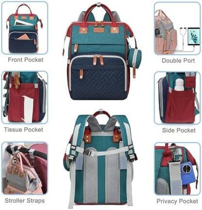 SHITIESHOU travel diaper backpack shown with included portable changing pad