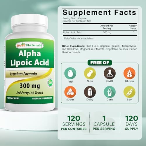 Best Naturals cellular antioxidant supplement capsules label details for nerve health support