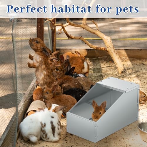 Maxcheck 4 Pcs Galvanized Metal Rabbit Nesting Box Bunny Small Animal Nest with Removable Acrylic Floor Durable Easy to Clean for Indoor Outdoor Use Rabbit Supplies (18.5 * 10.6 * 10 Inch) - Image 7
