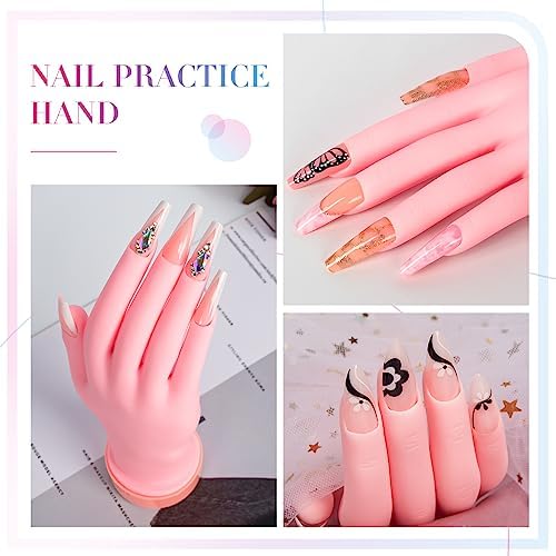Detailed view of bendable fingers for nail technician practice