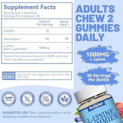 SmildeHeal 1000mg Lysine immune support supplement