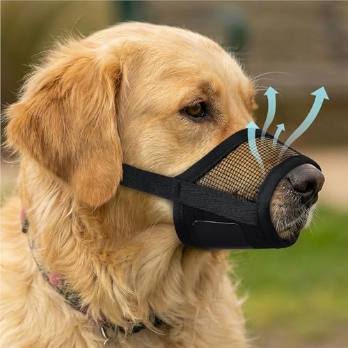 Side angle of the Evollax adjustable muzzle displaying the secure strap and buckle system.