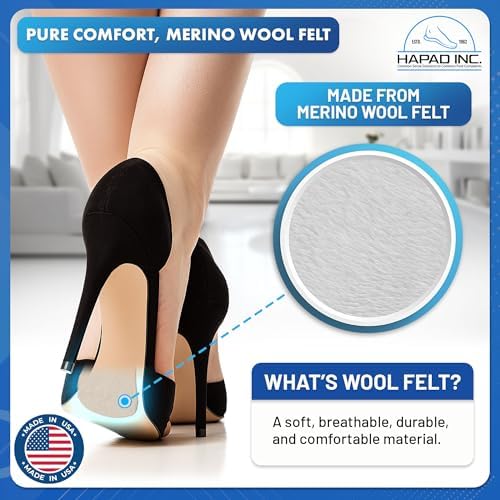 Comparison of Hapad medium metatarsal pads next to footwear for size reference.