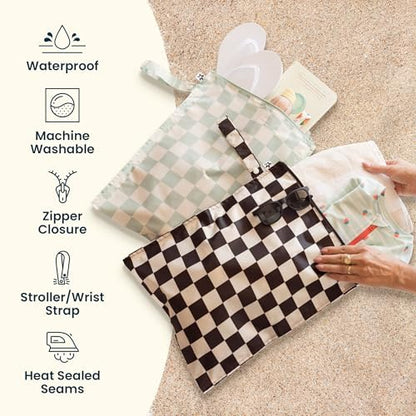 Flat lay of Tiny Twinkle mess proof bags displaying size and pattern