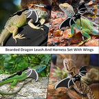 Bearded Dragon Leash and Harness Set, Bearded Dragon Accessories(Include Chest Pack, Lizard Leash), Bearded Dragon Decor Suit for Outdoor Travel-Black - Image 6