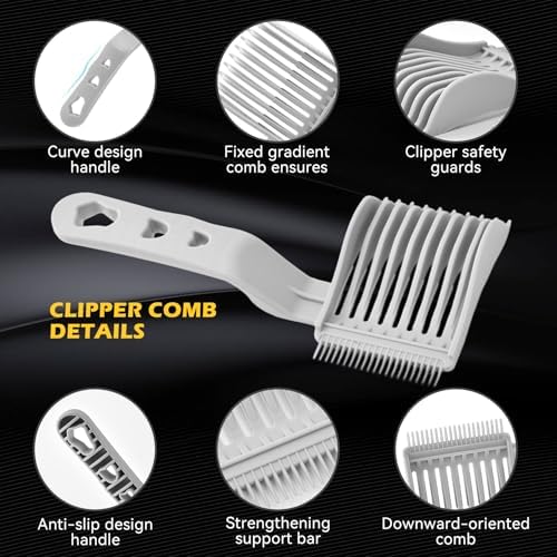 Ergonomic non slip handle feature on the CestoMen men's professional hair cutting comb.