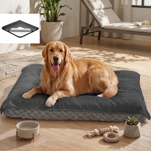 MontVoo absorbent pet bed sheet spread over a dog crate showing its dark grey texture.