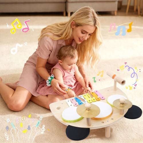 Angle view of the warm colored MAXZONE Montessori preschool learning toy for boys and girls.