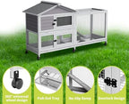 GarveeLife Rabbit Hutch with Weatherproof Asphalt Roof, Bunny Hutch with Wheels & Pull-Out Tray, Rabbit Cage Guinea Pig Cages for Small to Medium Animals, Indoor Outdoor Use, Grey - Image 5