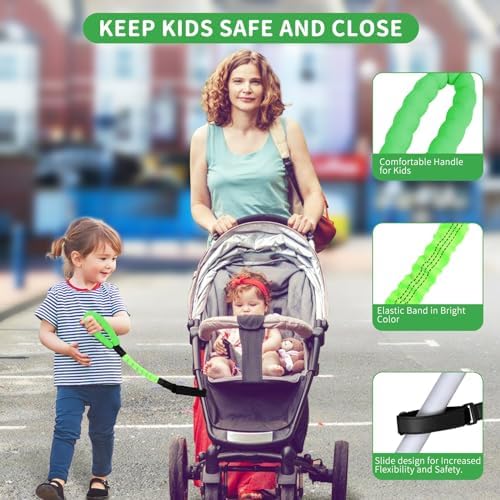 Toddler holding Onedone safety strap while walking