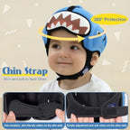 Baby wearing soft anti-collision helmet for walking support