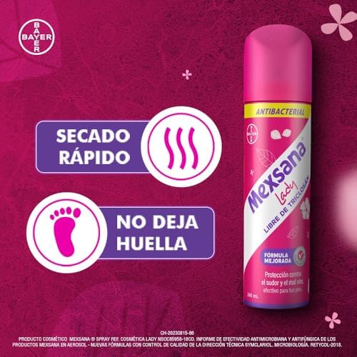 Authentic Mexsana Lady aerosol spray for daily feminine foot care.
