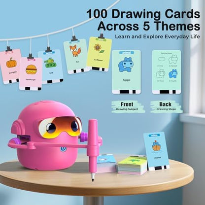 Rechargeable early learning robot teaching children how to paint step-by-step