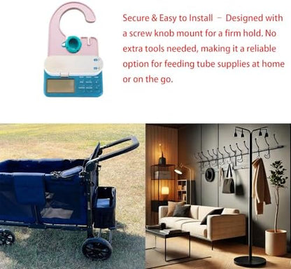 Portable feeding pump holder packed for travel or home use.