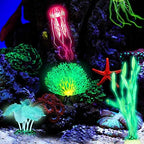 Frienda 8 pieces aquarium decor displayed under lighting