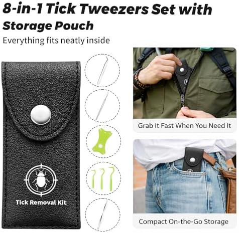 Tick identification card and removal tool set for hikers