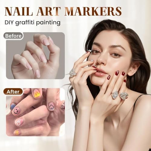 Detailed nail art created using Luhaka marker pens