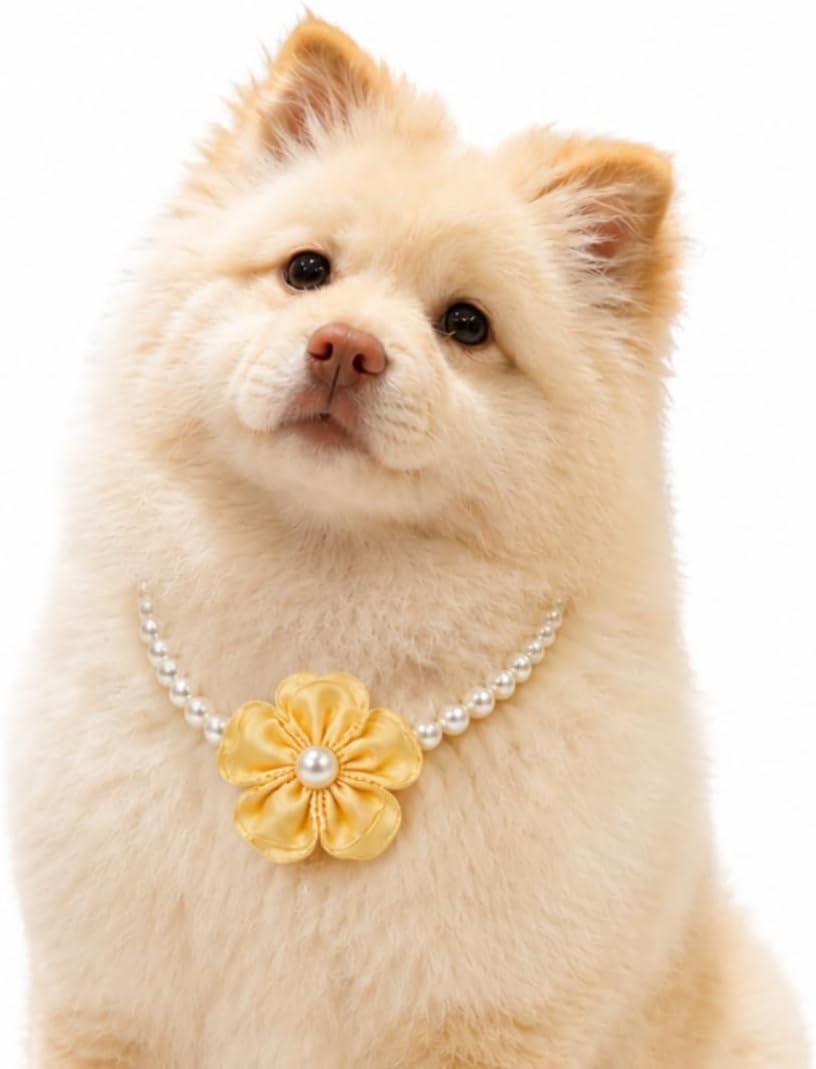 Elegant Pearl Flower Dog Necklace - Adjustable & Stylish for Weddings, Birthdays, and Parties - Image 9