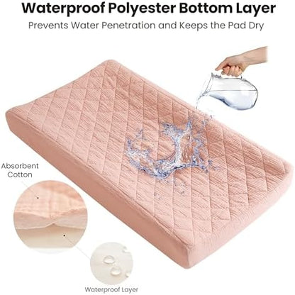 Close up view of the quilted cotton surface texture on the Konssy baby diaper changing sheet