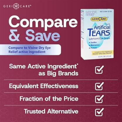 Authentic GeriCare imported eye drops for soothing irritated and red eyes.