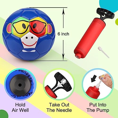Dilabnba soft foam toddler football toys being inflated with the included manual hand pump.