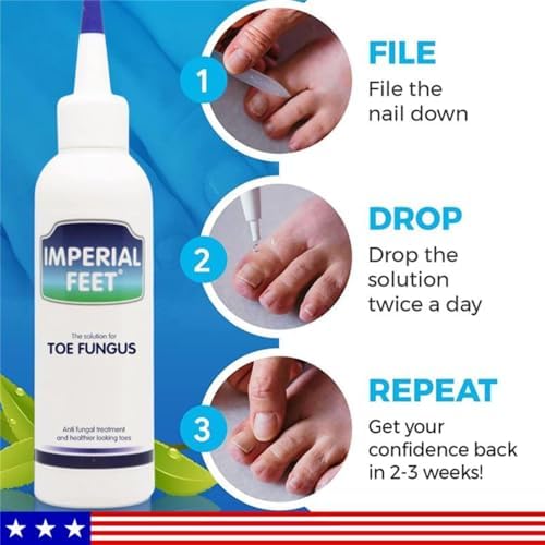 Imperial Feet extra strength liquid dropper for yellow toenail repair.