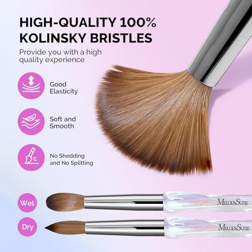 MelodySusie Kolinsky Acrylic Nail Brush, 100% Pure Kolinsky Hair, Professional Nail Brush for Acrylic Powder Nail Extension and 3D Nail Carving, for DIY Home Salon, Size 10 - Image 4