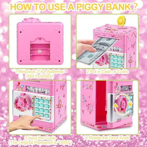 Ranphykx electronic savings safe with DIY diamond stickers decoration