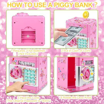 Ranphykx electronic savings safe with DIY diamond stickers decoration
