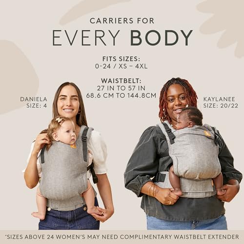 Side profile of the Baby Tula Free-to-Grow carrier demonstrating the back carry position setup.