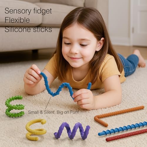 Defxier textured silicone sensory sticks for stress relief