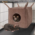Niteangel ferret swing hammock hanging inside a wire pet cage