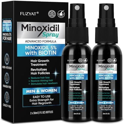 Close up of the spray nozzle on the 5 percent minoxidil bottle for precise scalp application