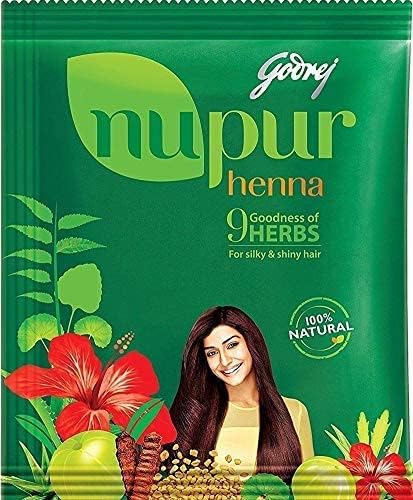 Godrej Nupur Henna 1 kilogram bulk pack showing the chemical free ammonia free product texture