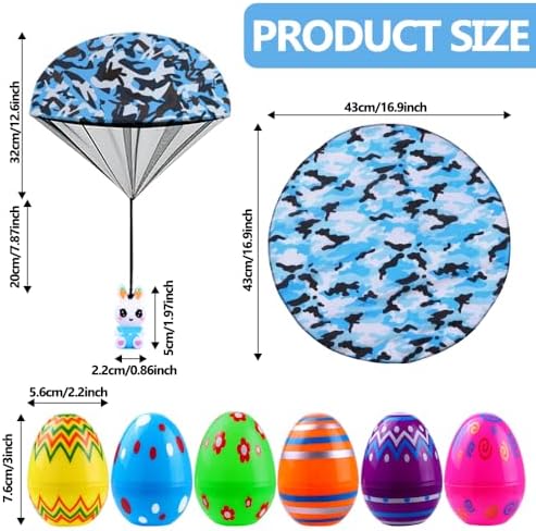 JOICEE festive plastic eggs opened to reveal mini animal parachute figures inside.