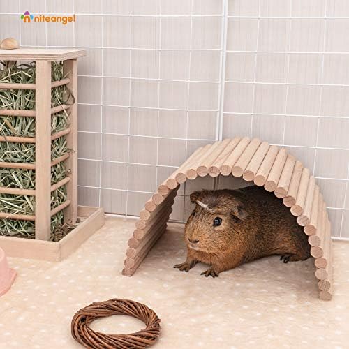 Niteangel wooden bridge bent into an arch shape inside a cage