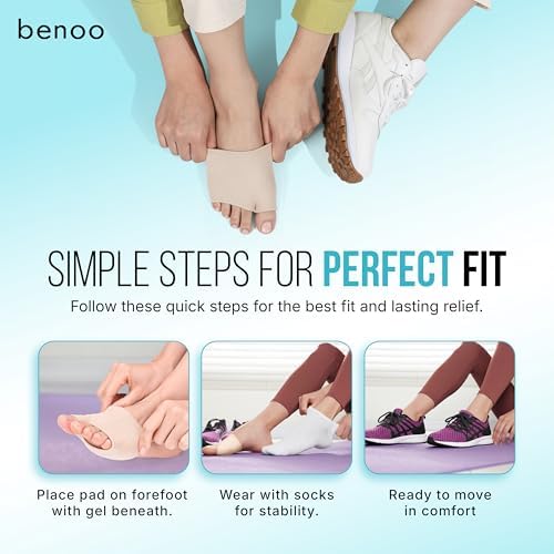 Elastic metatarsal sleeves being worn on a foot to demonstrate secure non-slip fit.