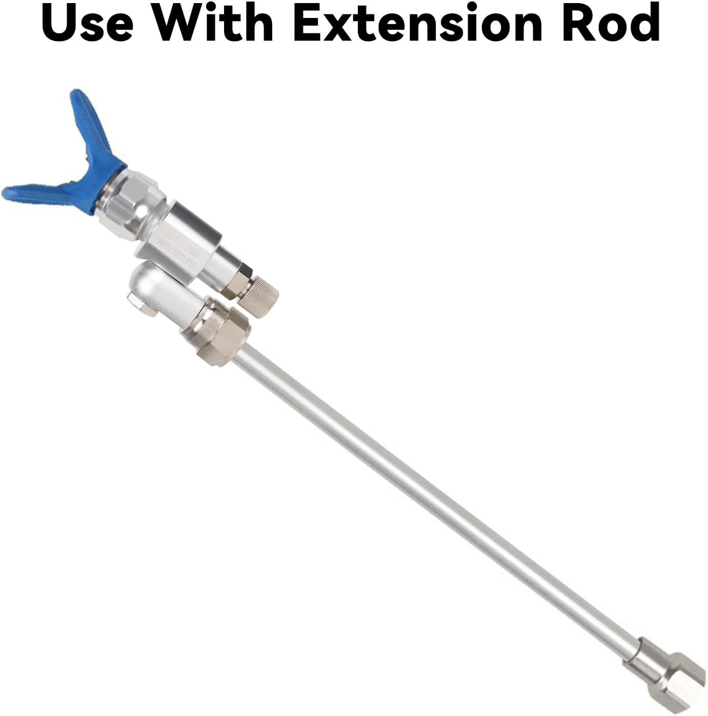 GregYoung airless spray gun pole extension attachment being adjusted for ceiling painting.