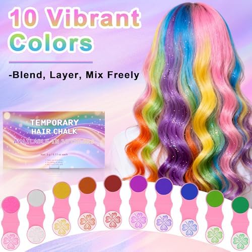 Girl using temporary hair chalk for cosplay hairstyle