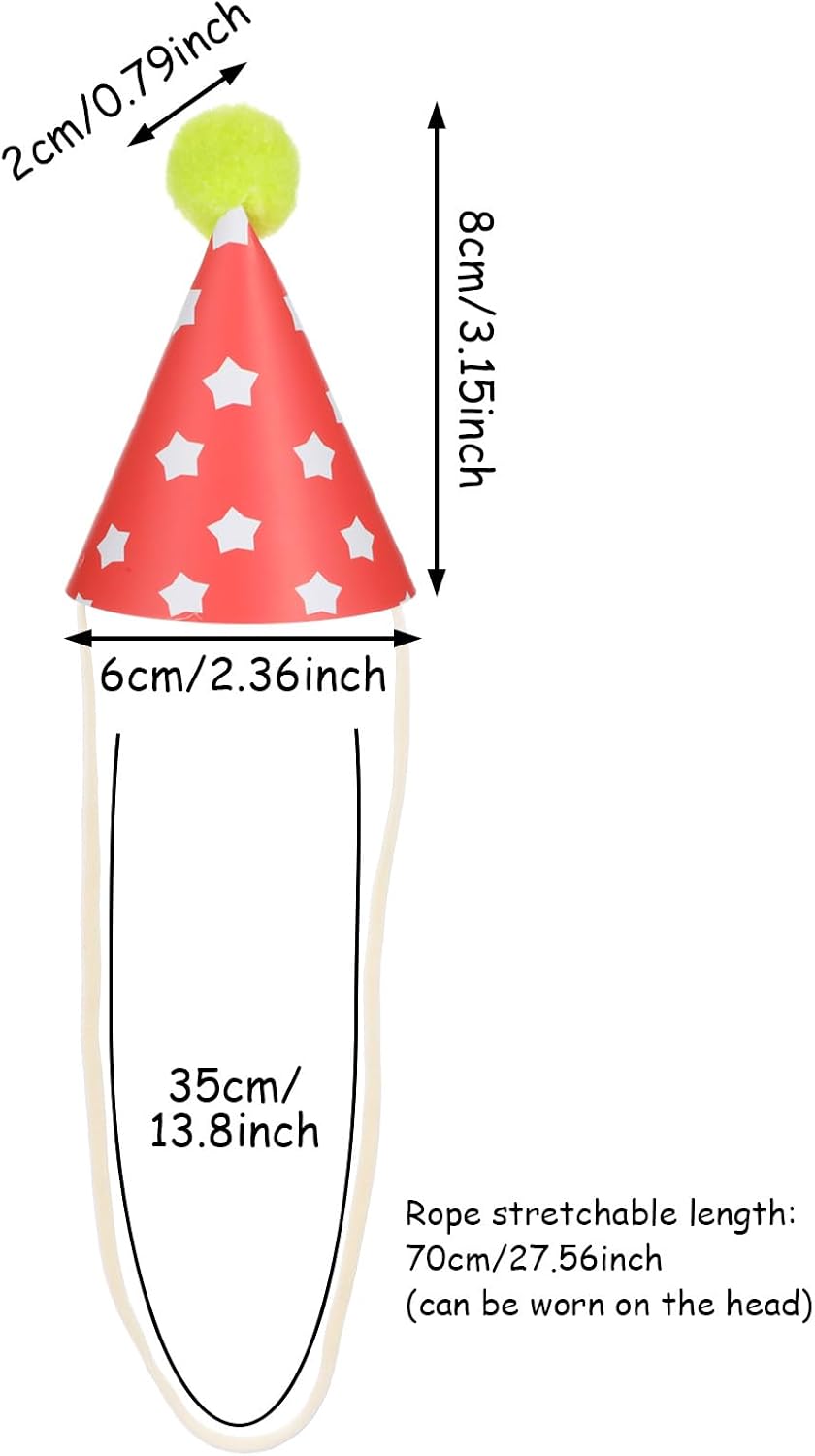 Close up of colorful star pattern mini party hat for kittens