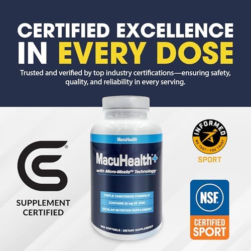 Macuhealth Plus 90 day supply bottle with cap removed